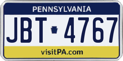 PA license plate JBT4767
