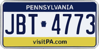 PA license plate JBT4773