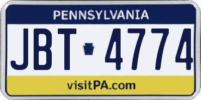 PA license plate JBT4774