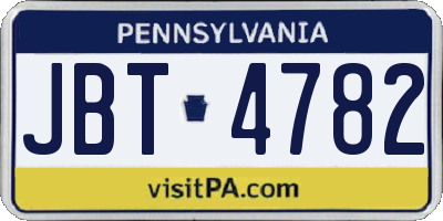 PA license plate JBT4782