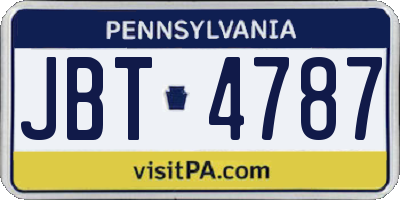 PA license plate JBT4787