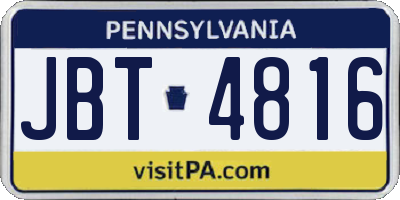 PA license plate JBT4816