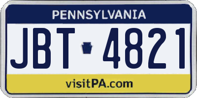 PA license plate JBT4821