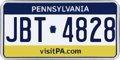 PA license plate JBT4828