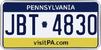 PA license plate JBT4830