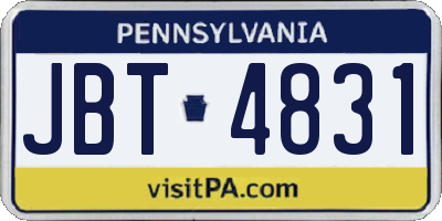 PA license plate JBT4831