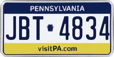 PA license plate JBT4834