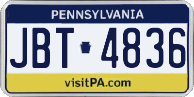 PA license plate JBT4836