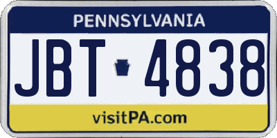 PA license plate JBT4838