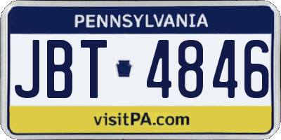 PA license plate JBT4846