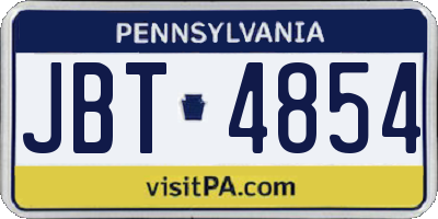 PA license plate JBT4854
