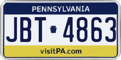 PA license plate JBT4863