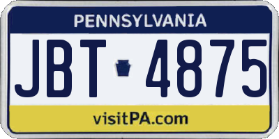 PA license plate JBT4875