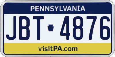 PA license plate JBT4876