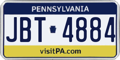 PA license plate JBT4884