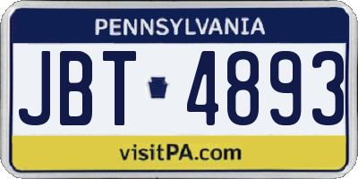 PA license plate JBT4893