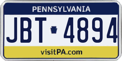 PA license plate JBT4894