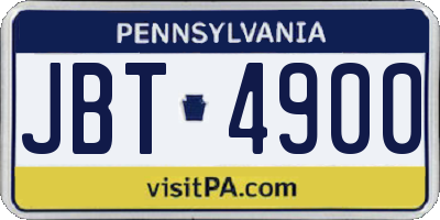 PA license plate JBT4900