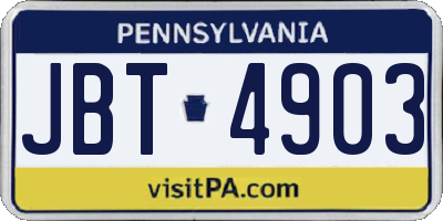 PA license plate JBT4903