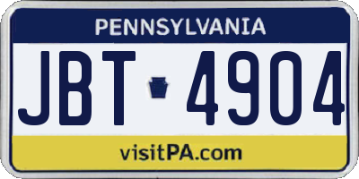 PA license plate JBT4904