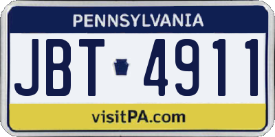 PA license plate JBT4911