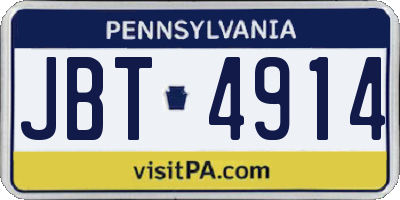 PA license plate JBT4914