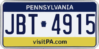 PA license plate JBT4915