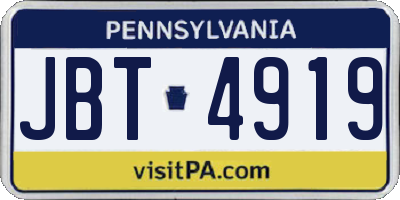 PA license plate JBT4919