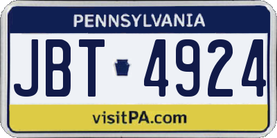 PA license plate JBT4924