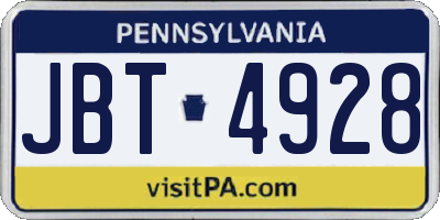 PA license plate JBT4928
