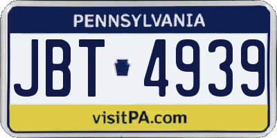 PA license plate JBT4939