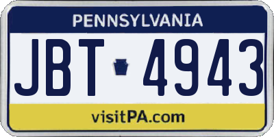 PA license plate JBT4943