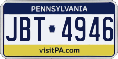 PA license plate JBT4946