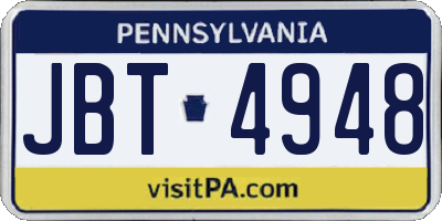 PA license plate JBT4948