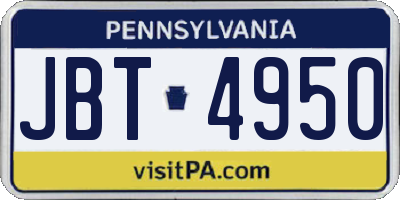 PA license plate JBT4950