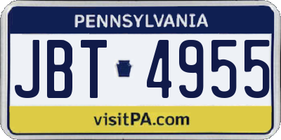 PA license plate JBT4955