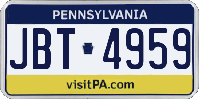 PA license plate JBT4959