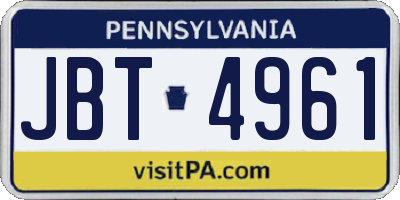 PA license plate JBT4961