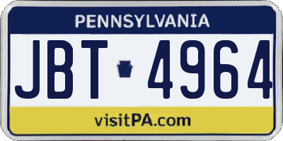 PA license plate JBT4964