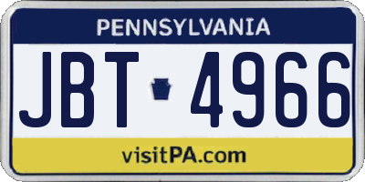 PA license plate JBT4966