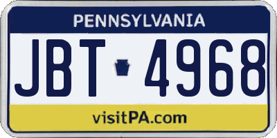 PA license plate JBT4968
