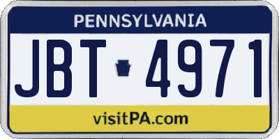PA license plate JBT4971