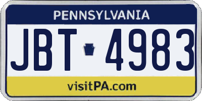 PA license plate JBT4983