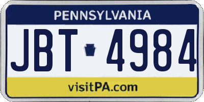 PA license plate JBT4984