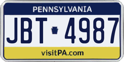 PA license plate JBT4987