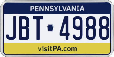 PA license plate JBT4988