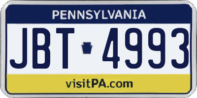 PA license plate JBT4993