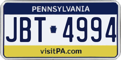 PA license plate JBT4994