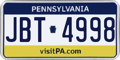 PA license plate JBT4998