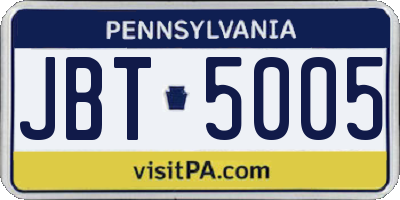PA license plate JBT5005